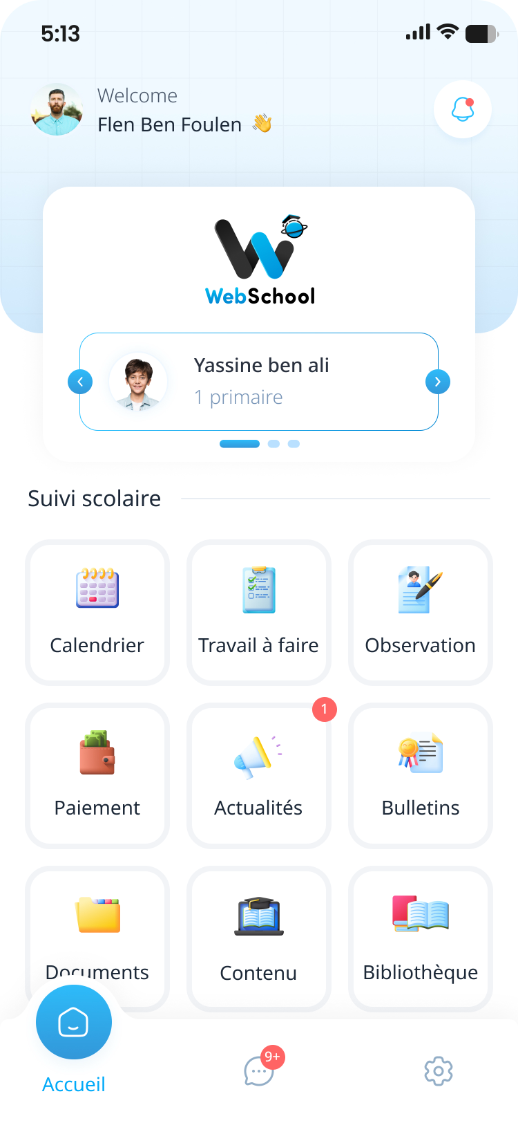 Un tableau de bord par enfant