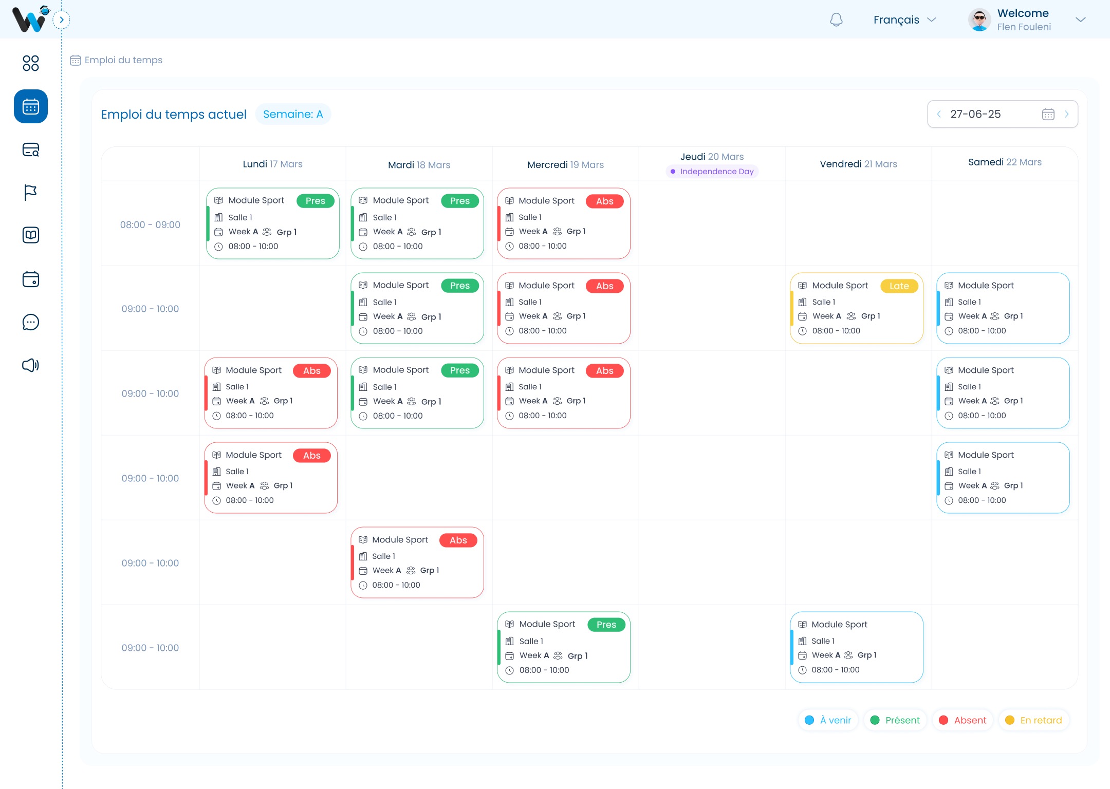 Emplois du temps dans WebSchool